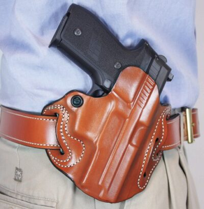 DESANTIS SPEED SCABBARD HOLSTR - RH OWB LEATHER GLK 2627 TAN