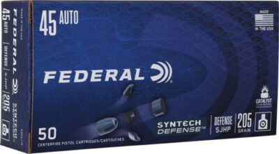 FEDERAL SYNTHETIC DEFENSE 45 - ACP 205GR SJHP 50RD 10BX/CS