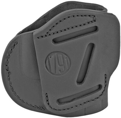 1791 Gunleather 4WH4SBLL 4-Way  IWB/OWB Size 04 Stealth Black Leather Belt Clip Compatible w/Glock 26/Springfield XD/XDS/S&W M&P Shield Plus Left Hand