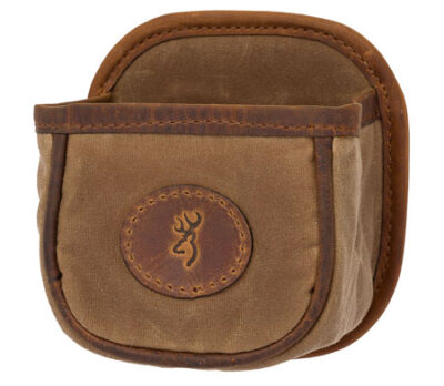 Browning 121040084 Santa Fe Shell Carrier Tan Canvas w/Leather Accents,  Capacity 1 Box, Belt Clip Mount