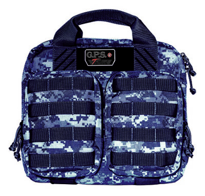GPS Bags T1413PCG Tactical Double +2 Gray Digital 1000D Nylon Teflon Coating with Visual ID Storage System, Lockable YKK Zippers, MOLLE Webbing & Ammo Storage Pockets Holds UP To 4 Handguns
