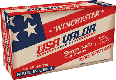 Winchester Ammo USA9NATOW USA Valor  9mmLuger 124gr Full Metal Jacket 200 Per Box/5 Case