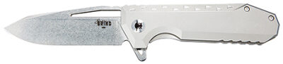 Southern Grind SG0903001101 Penguin  3.50" Folding Drop Point Plain Stonewashed CPM S90V Blade, Silver Titanium Handle