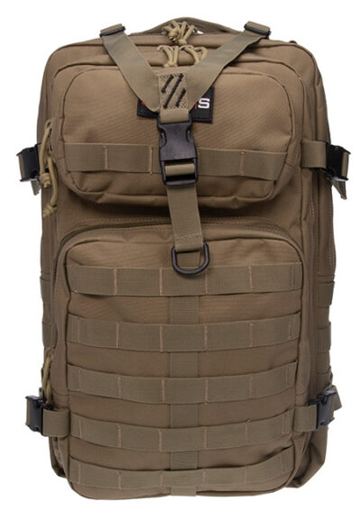 GPS Bags T1712BPT Tactical Bugout Tan Polyester w/ 15" Laptop Sleeve & Retention System for 2 Pistols & Magazines