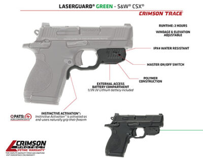 Crimson Trace 013000173 LG-Laserguard CSX Green  Black Smith & Wesson