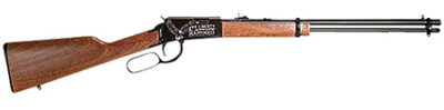 Rossi RL22181WDEN19 Rio Bravo  Full Size 22 LR 15+1 18" Polished Black Steel Barrel, Polished Black w/July 4 Eagle Engraving Aluminum Receiver, Fixed German Beechwood Wood Stock