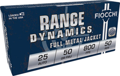 Fiocchi 25AP Range Dynamics  25ACP 50gr Full Metal Jacket 50 Per Box/20 Case