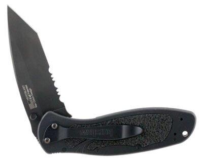 Kershaw 1670TBLKST Blur  3.40" Folding Tanto Part Serrated Black DLC 14C28N Steel Blade Black Anodized Aluminum Handle Includes Pocket Clip