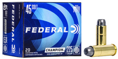 Federal C45LCA Champion Training 45Colt 225gr Semi Wadcutter Hollow Point 20 Per Box/25 Case