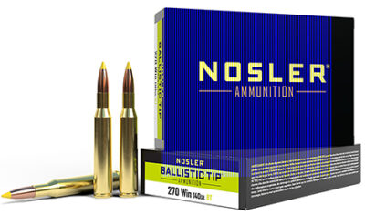 Nosler 40055 Ballistic Tip  270Win 140gr Spitzer Ballistic Tip 20 Per Box/10 Case