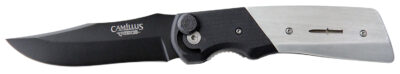 Camillus 19080 Cuda Bolt 3.75" Folding Drop Point Plain Black Carbonitride Titanium AUS-8A SS Blade, Black/Silver Aluminum/G10 Handle