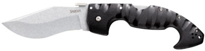 Cold Steel CS21ST Spartan  4.50" Folding Plain Stone Washed Japanese AUS-10A SS Blade/Black Griv-Ex w/Steel Liners Handle Includes Pocket Clip