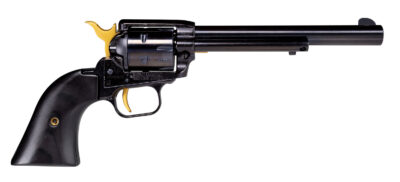 Heritage Mfg RR22B4GLD Rough Rider  22 LR 6 Shot 4.75" Black Oxide Barrel, Cylinder & Frame, Black Laminate Wood Grips Features Gold Accents
