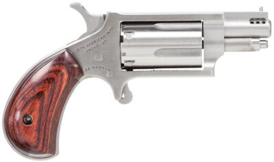 North American Arms 22MSP Mini-Revolver  22 WMR 5 Shot 1.13" Stainless Steel Ported Barrel, Frame & Cylinder, Rosewood Birdshead Grip, Exposed Hammer