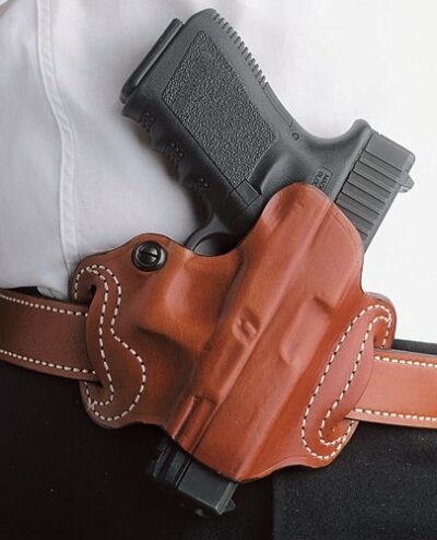 DESANTIS MINI SLIDE HOLSTER - OWB RH LEATHER S/A XD 4" TAN