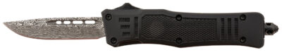 Steel River Knives MT616BDDP Spartan  Mini 2.75" OTF Drop Point Plain Laser Etched Damascus 440C SS Blade/4.25" Black Aluminum Zinc Alloy Handle