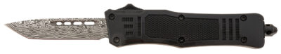 Steel River Knives MT616BDP Spartan  Mini 2.75" OTF Tanto Plain Laser Etched Damascus 440C SS Blade/4.25" Black Aluminum Zinc Alloy Handle