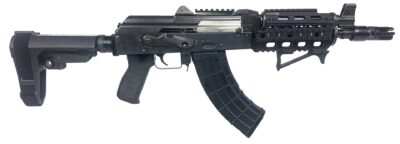 Zastava ZPAP92 AK-47 Pistol BULGED TRUNNION 1.5MM RECEIVER - Black | 7.62x39 | 10" Chrome Lined Barrel | Quad Rail | Night Brake | Angled Foregrip | SBA3 Arm Brace