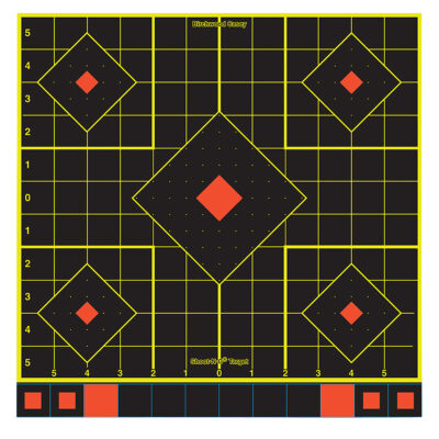 Birchwood Casey 34211 Shoot-N-C Sight-In Self-Adhesive Paper Black/Yellow/Red 12" 5-Diamond 100 Pack