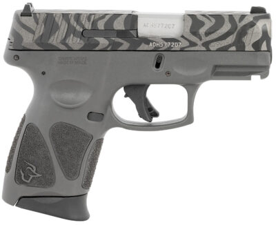 Taurus 1G3C931GZEB G3C  Compact Frame 9mm Luger 12+1 3.26" Matte Stainless Steel Barrel, Gray w/Zebra Stripes Serrated Steel Slide, Black Polymer Frame w/Picatinny Rail, Black Polymer Grip, Right Hand