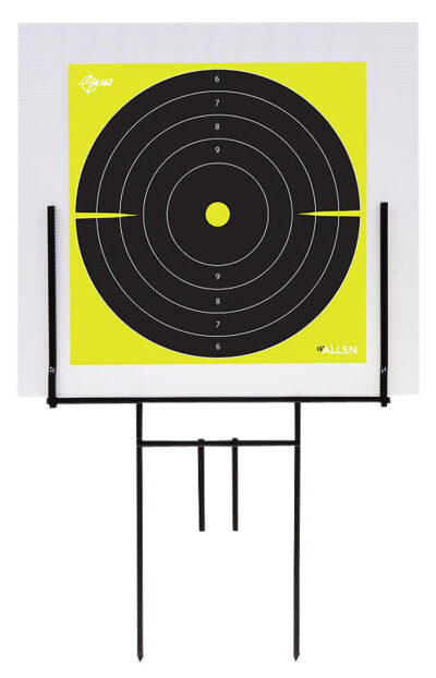 EZ-Aim 15309 Portable Range Target Stand  Black Steel 18" W x 19" H Includes 2 Adhesive Targets