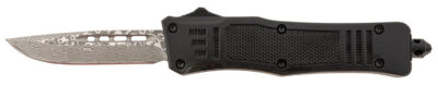 Steel River Knives MT616BRDAMDP Spartan  Mini 2.75" OTF Drop Point Plain Real Damascus 4.25"/ Black Aluminum Zinc Alloy Handle
