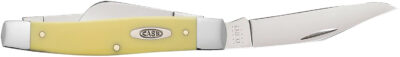 Case 00203 Stockman  Large Folding Clip Point/Spey Plain Tumble Polish Carbon Steel Blade/Smooth Yellow Synthetic Handle
