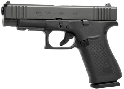 Glock PA4850201FR G48  Slim Compact Frame 9mm Luger 10+1 4.17" Black GMB Barrel, Black nDLC Serrated Steel Slide, Black Polymer Frame w/Beavertail & Front Rail, Black Textured Polymer Grip, Right Hand