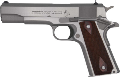 COLT 1911 38 SUPER 5" FS - 9-SHOT STAINLESS ROSWOOD