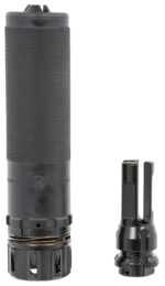 Dead Air SIERRA5KM Sierra-5  5.56mm 1.50"D 1/2"-28 tpi Thread Pattern Made of Stellite Baffles & Stainless Steel Tube with Black Cerakote Finish Includes KeyMo Flash Hider & Mount