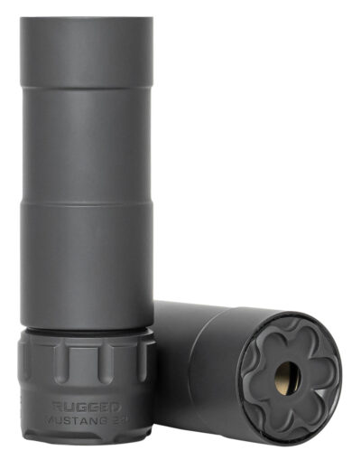 Rugged Suppressor P5122 Mustang 22 22 LR 1.06" D 1/2"-28 tpi 113dB At Ear Black High Temp Cerakote 7075-T6 Aluminum Baffles/Tube Titanium Mount